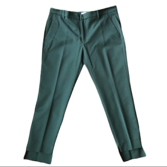Zara Forest Green Mid Rise High Low Hemline Trouser Pants Size 8 - Picture 3 of 16